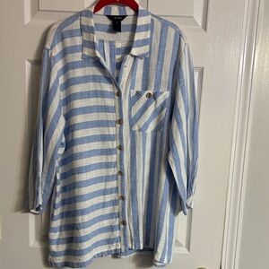Ali Miles Blue and White Striped Top